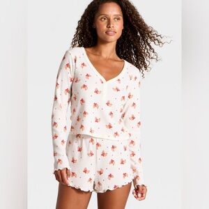 Croissant Print Women's Waffle Sleepwear Set